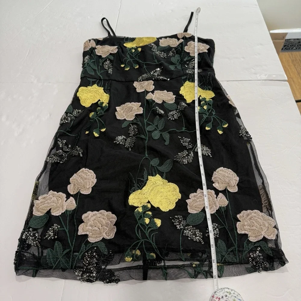 NWT Lulus Rue Colorful Floral Embroidered Sequin Bodycon Mini‎ Dress LARGE - Picture 10 of 11